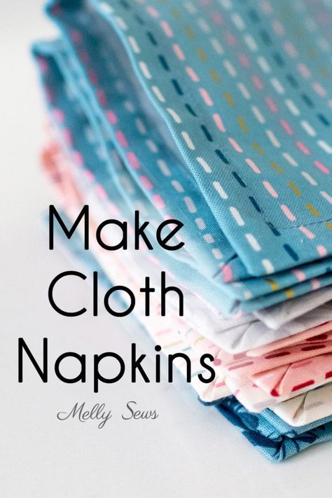 How to Sew Cloth Napkins Fast (DIY Project) - Free Video - Melly Sews Sew Cloth Napkins, Sewing Napkins, Napkins Sewing, Make Cloth Napkins, Sewing Mitered Corners, Melly Sews, Diy Napkins, Reusable Paper Towels, Unpaper Towels