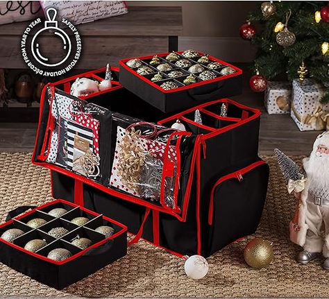 Christmas Ornament Storage Diy, Storing Ornaments, Christmas Decoration Storage, Gift Wrap Organization, Christmas Ornament Storage, Ornament Storage Box, Christmas Tree Storage, Diy Christmas Ornament, Holiday Storage