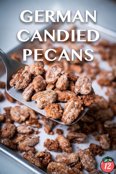 German Candied Pecans?utm_source=12tomatoes The Best Candied Pecans, Anise Candy Recipes, Candied Pecans Crockpot, Glazed Peanuts Recipe, Candy Pecans Recipe, Candied Hazelnuts Recipe, Peppernuts German, Maple Glazed Pecans, German Almonds