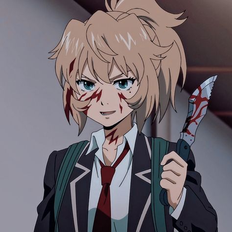 Highrise Invasion, Mayuko Nise, Blonde Anime Characters, High Rise Invasion, Horror Fiction, Black Anime Characters, Drawing Inspo, Anime Baby, Face Expressions