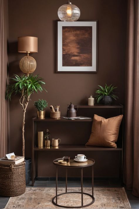 Looking to spruce up your space with a charming coffee corner? Check out these 10 delightful ideas to create your perfect coffee retreat right at home. From cozy lighting to textured décor, each idea is sure to warm your heart and soul. Think about using unique mugs, flattering color schemes, and comfy seating to invite relaxation during your coffee rituals. Let this be the haven for your morning brews or sweet afternoon pick-me-ups. Start your caffeine journey in style today! Light Brown Room Aesthetic, Dark Brown Living Room, Coffee Corner Ideas, New House Aesthetic, Brown Interior Design, Brown Living Room Ideas, Coffee Corners, Shelf Arrangement, Coffee Table Inspiration