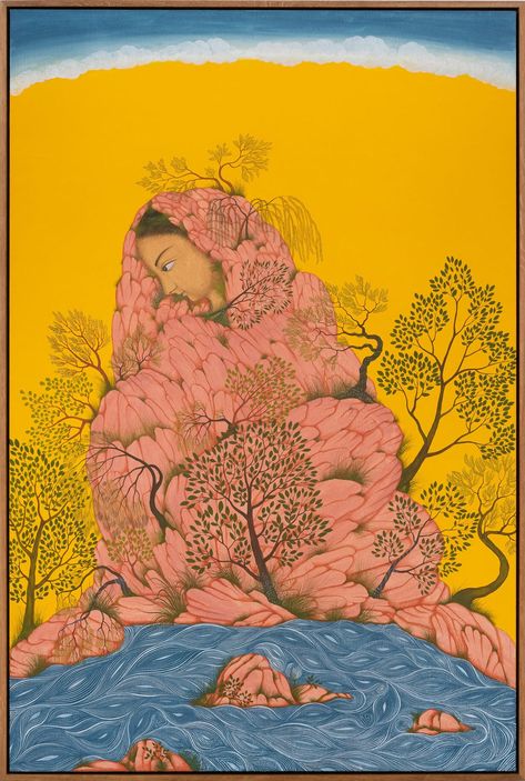 In Rupy C. Tut’s Dreamlike Paintings, Figures Fold Into Landscapes in a Struggle to Belong — Colossal Belonging Art, Goblin Market, Asian Art Museum, Sense Of Belonging, Institute Of Contemporary Art, Figure Reference, Indian Painting, Modern Crafts, Art Archive