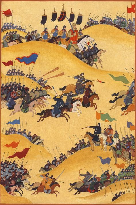 Mongolian Painting, Mongol Empire, Golden Horde, Mughal Art Paintings, Military Drawings, Genghis Khan, Ancient Paintings, Ancient Warfare, Asian History