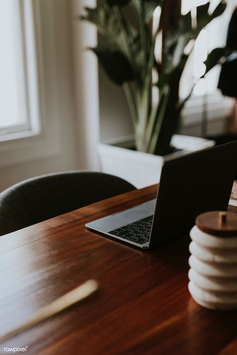 Laptop on a wooden table in a meeting room | free image by rawpixel.com / Felix Desk Plant, Desk Plants, Desk Office, Brand Board, Work Table, Instagram Highlight Icons, Mid Century Modern Style, Commercial Design, Room Aesthetic