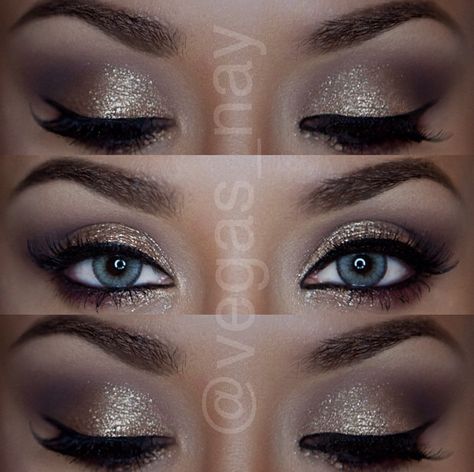 Sparkly neutral eyes Silver Eye Makeup Green Eyes, Grey Blue Eyes Makeup, Eyemakeup For Blue Eyes, Blue Gray Makeup, Glam Makeup Blue Eyes, Sultry Makeup For Blue Eyes, Eye Shadow For Blue Eyes, Wedding Hairstyles And Makeup, Wedding Makeup For Brown Eyes