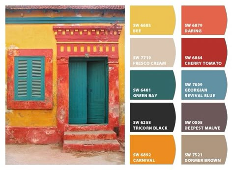 Instantly turn any picture into a palette with ColorSnap, created for you by Sherwin-Williams. Mexican Color Scheme, Color Schemes Interior Design, Mexican Color Palette, Mexican Interiors, Spanish Colors, Southwest Colors, Mexican Colors, Mexican Kitchens, Mexican Home Decor