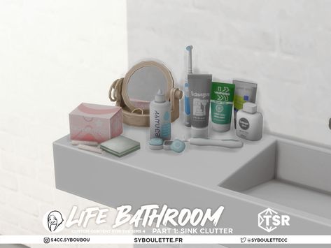 Sims 4 Bathroom Clutter, The Sims 4 Bathroom, Sims 4 Bathroom, Cc Wallpaper, Bathroom Clutter, Mod Furniture, Wallpaper Bathroom, Cozy Places, Sims 4 Clutter