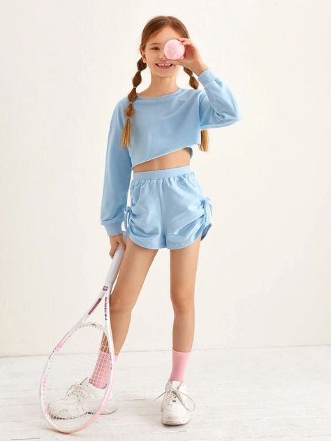 Girls Athletic Outfits, Excersise Outfits, Sportwear Outfit, Teen Fashion Trends, Sportswear Outfits, Preteen Fashion, Kids Camp, Girls Sportswear, Shein Kids