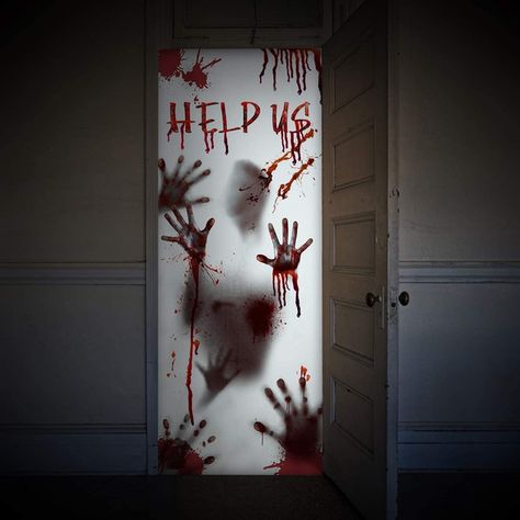 Haloween Door Cover | Wish Zombie Party Decorations, Halloween Haunted House Decorations, Halloween Window Decorations, Zombie Party, Halloween Window, Halloween Door Decorations, Scary Halloween Decorations, Door Cover, Halloween Haunted Houses