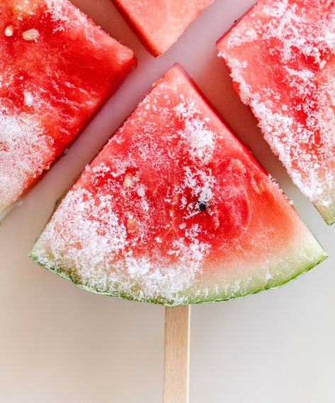 Easy Frozen Fruit Recipes - Desserts, Breakfast Ideas Watermelon Ice Pops, Fruit Hacks, Frozen Fruit Recipes, I Need Vitamin Sea, Frozen Watermelon, Fruit Dessert Recipes, Watermelon Ice, Frosé, On A Stick