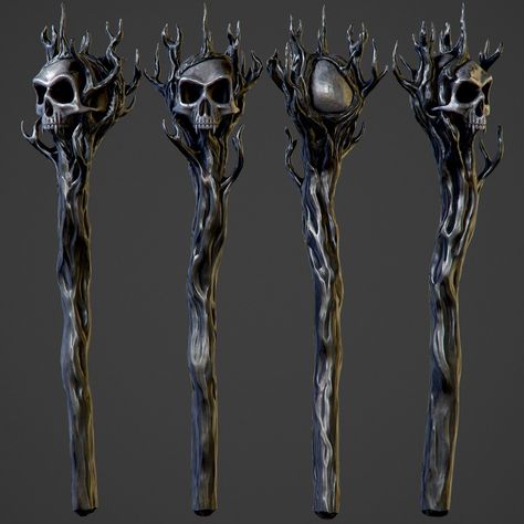 ArtStation - Hellish Staff, Dmitry Demyanenko Skull Staff Fantasy Art, Dark Staff Magic, Hades Concept Art, Necromancer Staff, Cadaver Collector, Warlock Staff, Staff Aesthetic, Skull Staff, Fantasy Staff