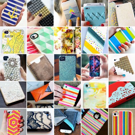 DIY iphone cases. I'm totally doing the photo collage, map, fabric, and geometric ones! Diy Phone Cases, Crochet Phone Cases, Crochet Mobile, Diy Case, Diy Iphone Case, Cell Phone Pouch, Cases Diy, Décor Boho, Ipod Cases