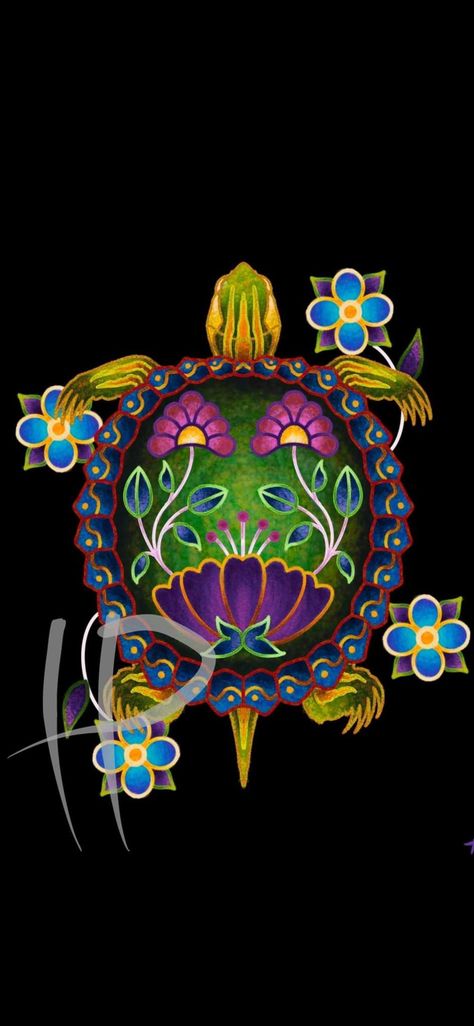 Ojibwe Art Woodland Florals Turtle Clan Native American Turtle Tattoo, Ojibwe Floral Design, Ojibwe Art, Clan Tattoo, Dope Drawings, American Drawing, Native American Drawing, Indigenous Studies, Bead Applique