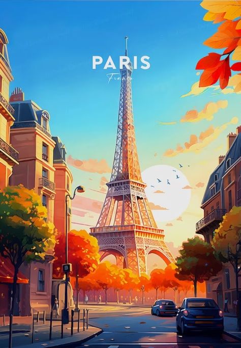 France Postcard, Paris Postcard, Paris Travel Poster, Paris Illustration, Travel Collage, Travel Poster Design, Paris Poster, Travel Painting, Travel Postcard