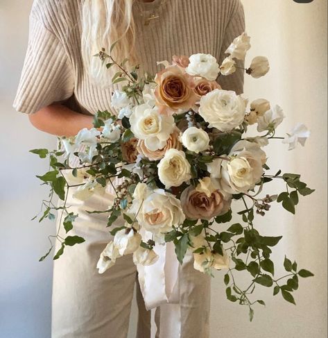 Earth Tone Wedding, Taupe Wedding, Neutral Wedding Flowers, Bouquet Size, Bridal Bouquet Fall, Beige Wedding, White Bridal Bouquet, Bride Bouquet, Neutral Wedding