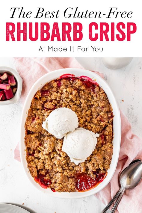 Gluten Free Rhubarb Crisp, Lighter Desserts, Rhubarb Crisp Recipe, Rhubarb Recipes Crisp, Gf Treats, Strawberry Rhubarb Crumble, Clean Treats, Strawberry Crisp, Strawberry Rhubarb Crisp