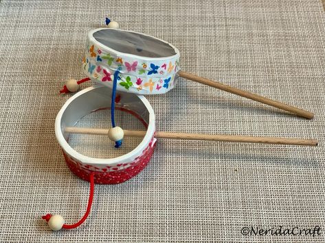 Crafts With Kids, Drum Craft, Instrument Music, Hand Drums, Kids Musical Instruments, Hand Drum, New Year’s Eve, The Balloon, School Crafts