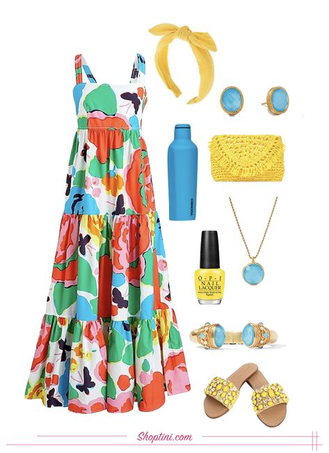 Long Colorful Dress Summer, Bright Spring Dress, Spring And Summer Dresses, Colorful Summer Fashion, Bright Colored Dresses, Spring Maxi Dress Outfit, Long Summer Dress Outfits, Bright Summer Outfits, Floral Summer Dresses