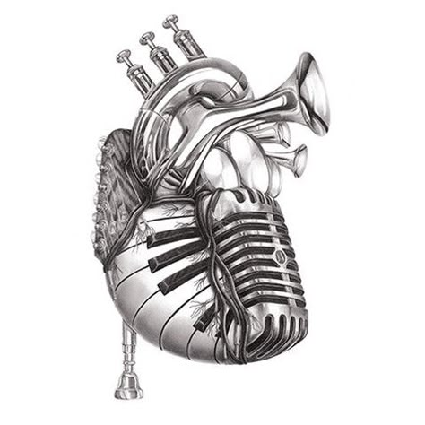 **Heart of Music** ❤ Jake Weidmann, Art Bizarre, Art Musical, Music Tattoo Designs, Music Drawings, Music Illustration, Art Tumblr, Music Tattoo, Music Tattoos