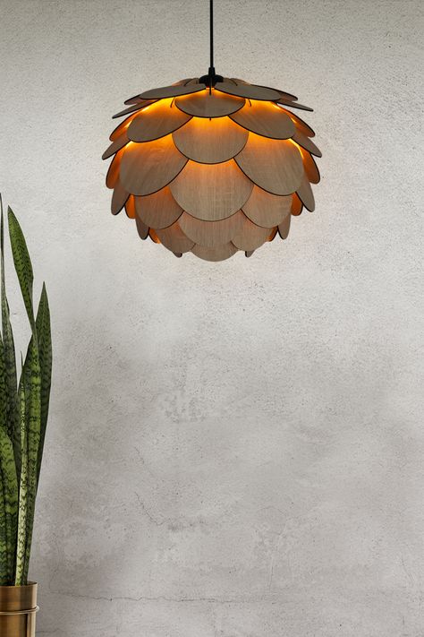 Artichoke Design, Pendant Lamp Dining, Lamp Dining Room, Chandelier Lighting Modern, Wood Pendant Lamps, Ceiling Lamp Shade, Relaxing Night, Artichoke Lamp, Modern Minimalist Style