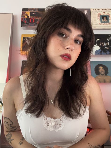 Nicole Rafiee Hair Shag, Nicole Rafiee Hair, Haircut With Bangs For Round Faces, Short Alternative Haircuts, Queer Haircut, Feminine Features, Bunny Boy, Bangs For Round Face, Female Faces