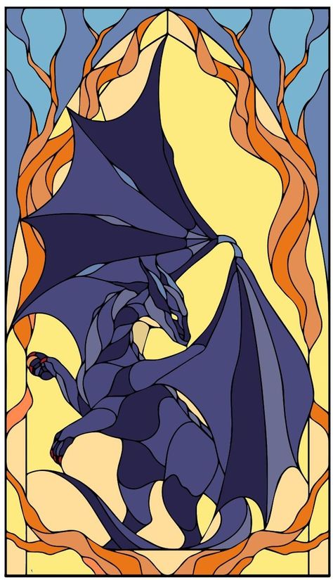 Stain Glass Window Drawing, Stained Glass Art Painting, Stained Glass Dragon Patterns, Fantasy Stained Glass Art, Faux Stained Glass Patterns, Stain Glass Painting, Stained Glass Drawing, Stained Glass Fairy, Catholic Church Stained Glass