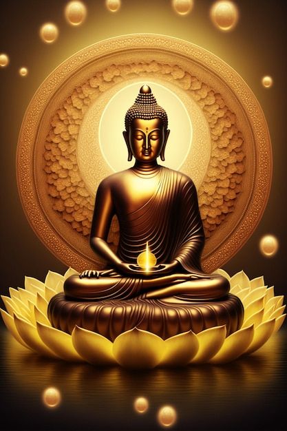 Photo buddha statue sitting on top of a ... | Premium Photo #Freepik #photo #buddhism #statue #sculpture #golden-background Shrine Room, Buddha Pictures, Dasara Wishes, Buddha Background, Buddha Statue Home, City Iphone Wallpaper, Symbol Wallpaper, Lotus Buddha, Om Symbol Wallpaper