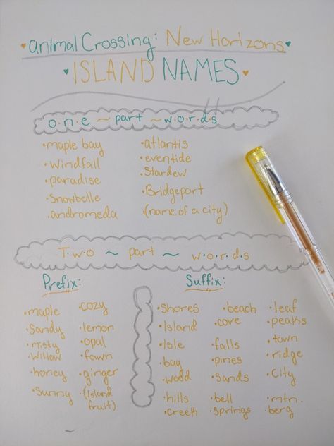 Good Acnh Island Names, Cottagecore Animal Crossing Names, Anch Island Name Ideas, Cute Names For Animal Crossing Islands, Cute Acnh Island Name Ideas, Good Island Names For Animal Crossing, Acnh Cottagecore Names, Anch Island Names, Acnh Name Island