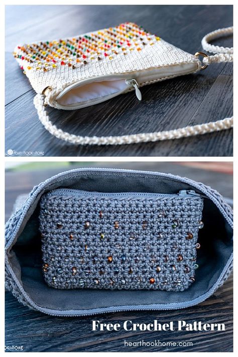 Cross Body Bag Pattern Free, Crochet Clutch Pattern, Bag Free Crochet Pattern, Cross Body Bag Pattern, Pouch Crochet, Clutch Pattern, Crochet Purse Pattern Free, Bead Bag, Bead Crochet Patterns