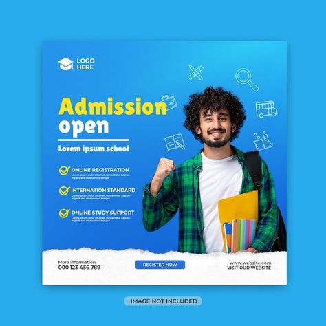 Back to school admission social media sq... | Premium Psd #Freepik #psd Educational Post Design, Education Social Media Design, School Social Media Design, Education Social Media Post, Socmed Design, School Social Media Post, School Social Media, Education Post, Fire Horse