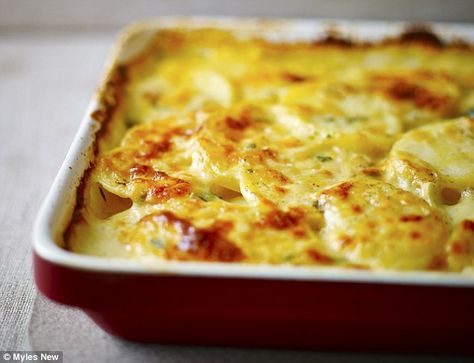 Food special: Crème fraîche potato dauphinoise with thyme | Daily Mail Online Crème Fraiche Recipes, Potato Dauphinoise, Creme Fraiche Recipes, Potatoes Dauphinoise, Chefs Recipes, Potato Gratin, Potato Dishes, Easy Food, Chef Recipes