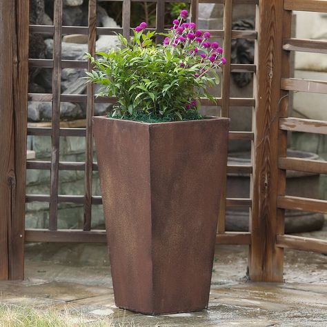 Hanger Stand, Taper Design, Handmade Planter, Urn Planters, Stone Planters, Tall Planters, Square Planters, Modern Square, Rustic Brown