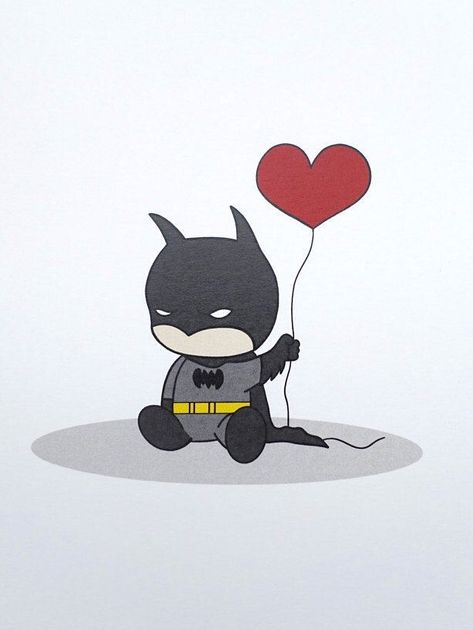 Batman Cute Cartoon, Batman Easy Painting, Batman Doodle Easy, Cute Batman Wallpaper, Cute Batman Drawing, Baby Batman Cartoon, Batman Drawing Ideas, Batman And Catwoman Drawing, Batman Painting Easy