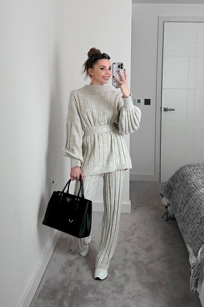 Knitted Co Ord Outfit, Cream Set Outfit, Knit Co Ord Set, Winter Coord Sets, Co Ords Outfits Winter, Winter Co Ord Set, Oatmeal Outfit, 2 Piece Outfit Set Pants, Sweater Set Outfits