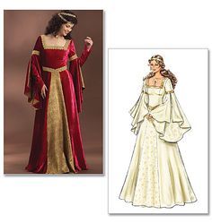 patron couture gratuit robe medievale 3 Medieval Dress Pattern, Butterick Dress Patterns, Costume Sewing Patterns, Vogue Sewing, Costume Patterns, Medieval Dress, Floor Length Dresses, Historical Clothing, Costumes For Women