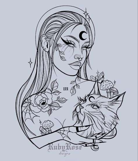 Half Sleeve Tattoos Sketches, Coraline Tattoo, Friends Tattoo, Tattoos Sketches, Anubis Tattoo, Color Drawing Art, Girl Drawing Sketches, Spooky Tattoos, Tattoos For Black Skin