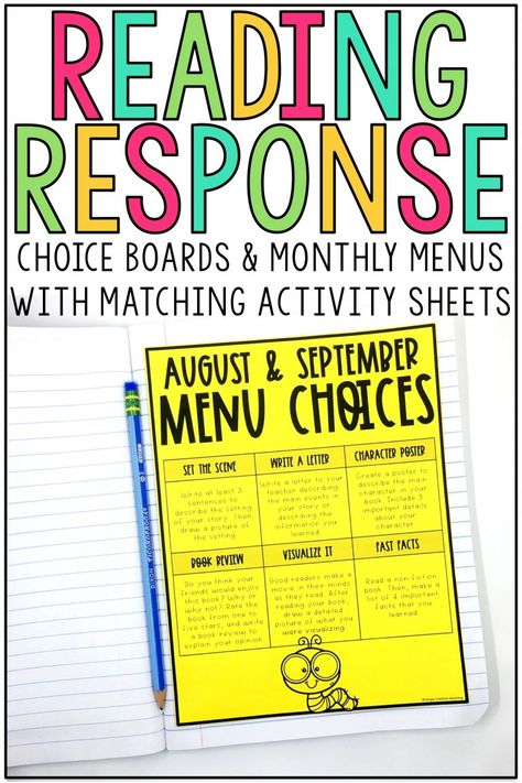 Templates Questions, Guided Reading Binder, Reading Response Journals, Reading Response Activities, Scene Writing, Read To Self, Choice Board, Teaching Second Grade, Math Organization