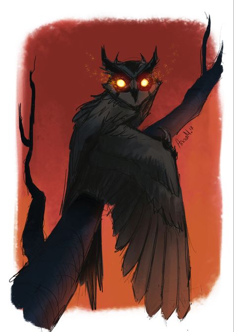 Evil Owl, Painted Owl, Owl Drawing, Owl Artwork, Owl Illustration, Halloween Owl, Fantasy Creature, Owls Drawing, Splash Art