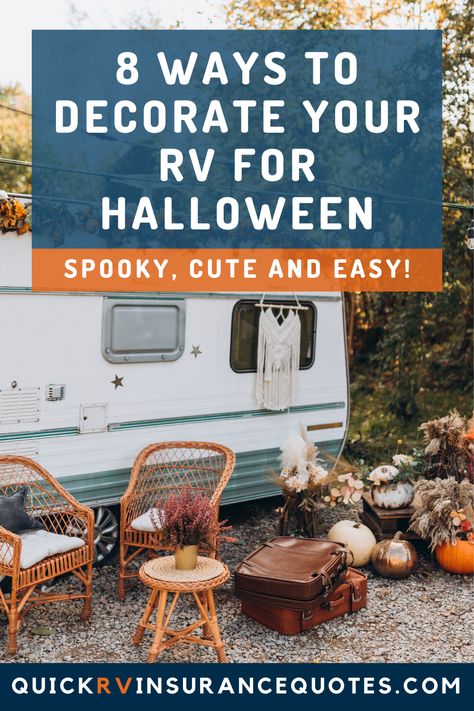 Turn your RV into a haunted house on wheels this Halloween! Check out these creative ways on how to decorate your rig. 🚌🎃 #Halloween #HalloweenDecoration #RVlife #RVdecor Rv Halloween Decorating Ideas Inside, Rv Halloween Decorating Ideas, Halloween Decorations Inside, Decorating Your Rv, Rv Inspiration, Halloween Camping, Pumpkin Display, Home On Wheels, A Haunted House