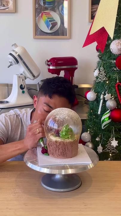 jaeminscakesandpastires on TikTok Sugar Snow Globe, Snow Globe Cake, Globe Cake, Snow Cake, Cake Competition, Birthday Party Decorations Diy, Xmas Cake, Winter Cake, Cooking Hacks