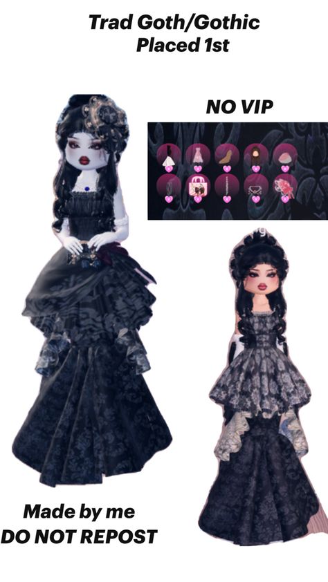 Dress to impress Gothic dress Trad Goth Outfits, Modest Street Fashion, Duo Dress, Vip Dress, Trad Goth, Gothic Wedding Dress, Dark Dress, Quince Dress, Aesthetic Roblox Royale High Outfits