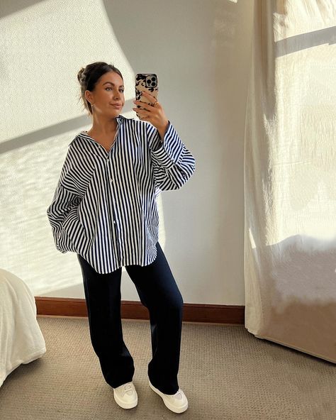 Oversized striped shirts for spring🫐✨🐚💫 top - @hm trousers - @loveandroses (previously gifted) trainers - @asos @newbalance Oversized Striped Shirt, Striped Shirts, Spring Tops, Striped Shirt, Asos, Trousers, Quick Saves