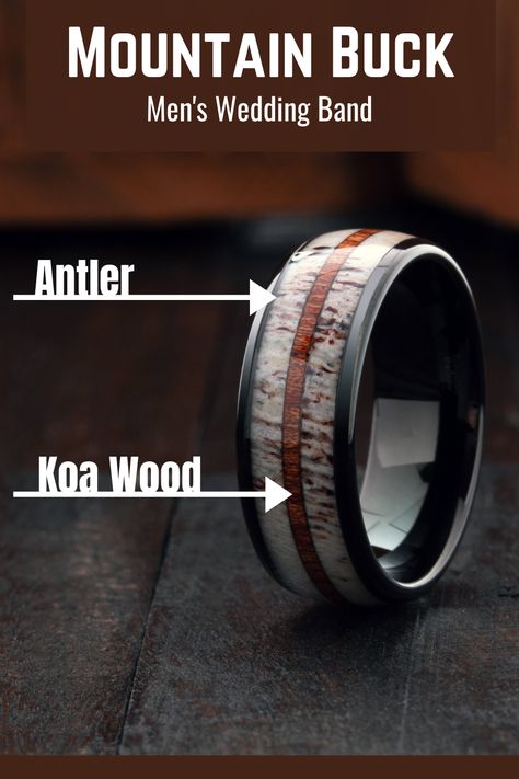 Deer Antler Wedding Band | Men's Wedding Band Mens Wedding Band Deer Antler, Antler Wedding Rings For Men, Mens Antler Wedding Band, Deer Antler Mens Wedding Ring, Antler Wedding Ring, Cool Men’s Wedding Bands, Mens Wedding Rings Wood, Deer Antler Ring Wedding Men, Men’s Wooden Wedding Band