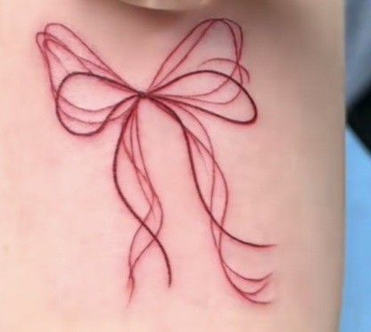 String Of Fate Tattoo, Red String Of Fate Tattoo, Red String Tattoo, Fate Tattoo, String Of Fate, Red String Of Fate, Bow Tattoo, Red String, Tattoo Design