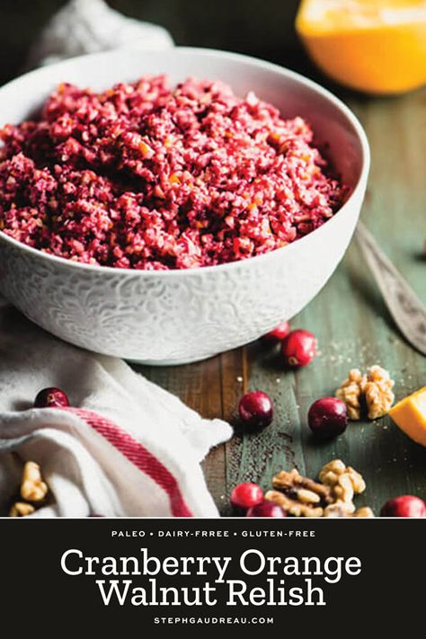 Fresh Cranberry Salsa, Aip Thanksgiving, Cranberry Orange Relish Recipes, Cranberry Apple Sauce, Cranberry Orange Relish, Walnuts Recipe, Walnut Sauce, Cranberry Salsa, Fresh Cranberry