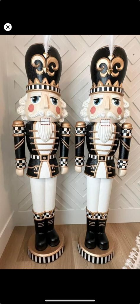 Painting Nutcrackers, Walmart Nutcracker, Nutcracker Makeover, Giant Nutcracker, Nutcracker Diy, Nutcracker Christmas Party, Nutcracker Ideas, Black Christmas Decorations, Nutcracker Figures