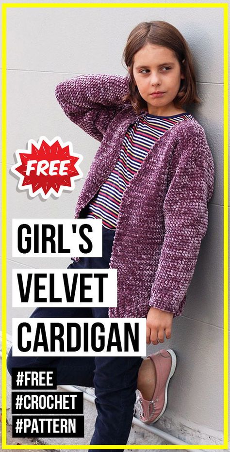 Easy Crochet Cardigan Pattern, Easy Crochet Cardigan, Cardigan Free Pattern, Crocheted Accessories, Crochet Cardigan Free, Crochet Socks Pattern, Kids Crochet Pattern, Crochet Cardigan Pattern Free, Velvet Cardigan