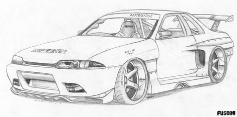 Skyline R32 GT-R by FuseEST R32 Skyline Drawing, R32 Drawing, Nissan Skyline R34 Drawing, Gtr Drawing, Auto Drawing, Car Drawing Sketches, Lowrider Drawings, Sp2 Vw, Car Drawing Pencil