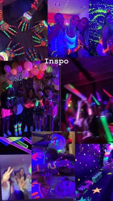 Neon Pool Parties, Sweet 16 Party Themes, 14th Birthday Party Ideas, Neon Birthday Party, Sweet Sixteen Birthday Party Ideas, Glow Birthday Party, Summer Outfits Black Woman, Sleepover Birthday Parties, Summer Outfits Aesthetic