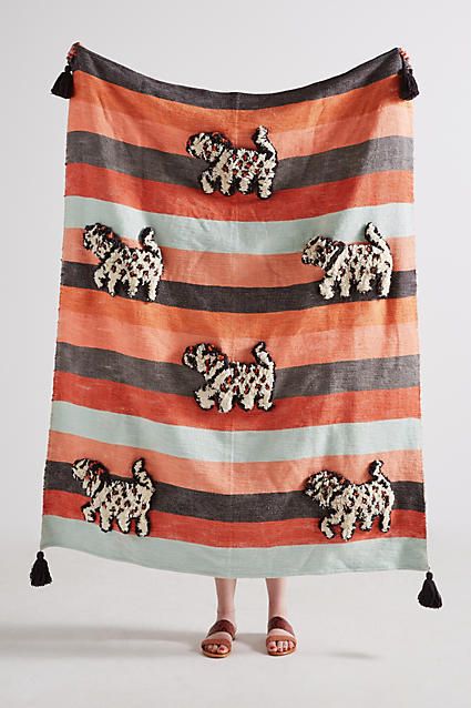 Anthropologie Richmond Throw Blanket ... someone please buy me this. Adorable, funky, hilarious, love love love!!! #dogmom Anthropologie Bedding, Summer Bedding, Modern Throws, Tiger Print, Brown Orange, Black Orange, Animal Design, Blue Orange, Orange Black